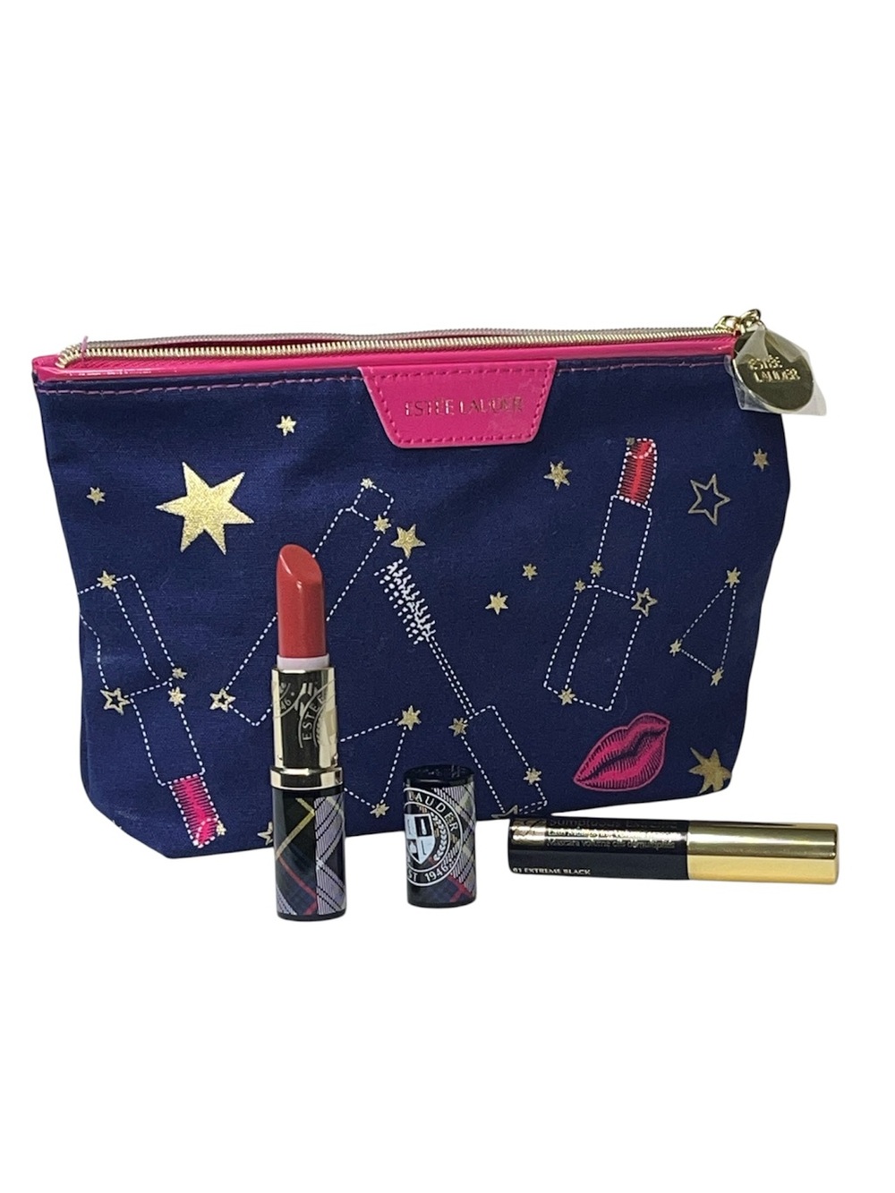 Estee Lauder Limited Edition Turn Heads A43 Lipstick Mascara & Bag Makeup Bundle